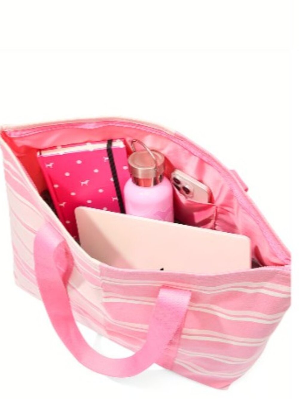 Victoria's Secret Heritage Stripe Canvas Tote Bag Purse Gym Travel Large NWT - Picture 3 of 5